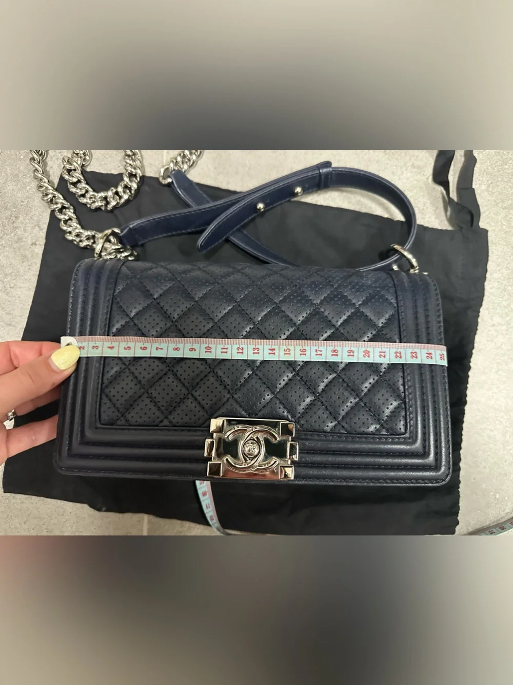 Authentic Vintage Chanel Perforated Old Medium Boy Flap Bag